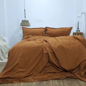 Juego de Funda de Edredón Ecológico de Lujo, Tamaño Queen, 100% Lino Orgánico, Color Canela, Estilo Americano Moderno, Ropa de Cama de Calidad - Product Image 3