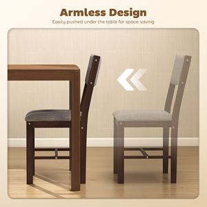Set di 4 Sedie da Pranzo Moderne Grigie in Tessuto di Lino con Gambe in Legno di Gomma per Sala da Pranzo e Soggiorno - Product Image 6