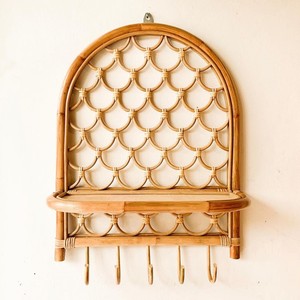 <b>Wall</b> <b>Mounted</b> Hanging <b>Shelf</b> Natural Rattan Storage Organization Handmade <b>Shelves</b> Living Room Home Decor - Product Image 1