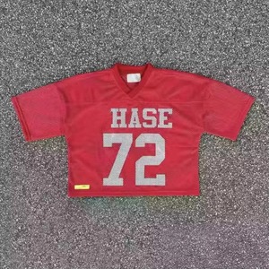 Camiseta de Fútbol Americano Retro, Estilo Urbano, Personalizada, Sublimada, de Malla, Cuello en V, Manga Corta, Talla Grande, 100% Poliéster - Product Image 6