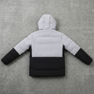 <b>Men's</b> Hooded Puffer <b>Jacket</b> Winter Thick Warm Color Blocking Zipper Front Logo Casual Long Sleeve Outerwear - Product Image 6