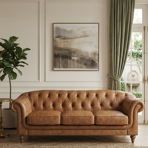 High End Real Leather 3 Seater <b>Sofa</b> Elegant Classic Furniture Couch for Living Room Hotel Reception and Villa Spaces - Product Image 1