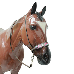 Western Argentina Leather Howdy Print Noseband <b>Tie</b> Down With Leather Strap And Turquoise Conchos - Product Image 5