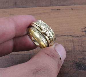Wholesale 925 Sterling Silver Bee <b>Spinner</b> <b>Ring</b> Gold Plated Honey Bee Fidget <b>Ring</b> Anxiety Relief Meditation Spinning Band - Product Image 5