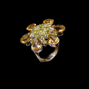 Bague Classique et Tendance en Argent Sterling 925 Plaqué Or avec Pierre Précieuse Citrine pour Femme – Idéale pour les Mariages - Product Image 1