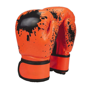 Gants de boxe bleus en PU avec imprimé noir effet gouttelettes et fermeture Velcro pour adultes – Équipement d'arts martiaux - Product Image 3