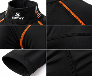 SINEWY <b>Men's</b> <b>Black</b> Long Sleeve <b>Turtleneck</b> Compression Shirt Moisture Wicking Breathable Fitted Ice Hockey Jersey Front Full - Product Image 6