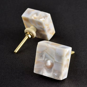 Boutons de tiroir et de meuble en nacre, design artisanal, incrustation de nacre, boutons en résine, prix de gros direct usine - Product Image 1