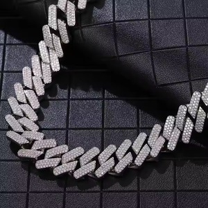 New Luxury Miami Cuban Link <b>Chain</b> Fully <b>Iced</b> D VVS Studded Diamond Tester Check Moissanite Fashion Necklaces - Product Image 6