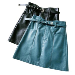 Falda Formal de Cintura Alta para Mujer, Largo hasta la Rodilla, Estilo Lápiz, Tela Vaquera Plisada con Logotipo Personalizado en la Pierna Derecha - Product Image 1