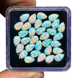 Opale naturelle australienne 6x4mm, cabochon en forme de poire, opale synthétique, pierres précieuses en vrac, prix de gros, lot en vrac pour la fabrication de bijoux - Product Image 2