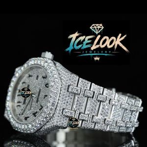 นาฬิกาอัตโนมัติ Ice Look ประดับคริสตัลเรืองแสง สายสแตนเลส ประดับเพชรเทียม เครื่องประดับแฟชั่น - Product Image 3