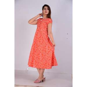 AARTI FASHION Traje Salwar Casual de Verano Transpirable Diseño Sencillo Cuello Redondo Manga Corta Cintura Natural Silueta en A Tejido - Product Image 1