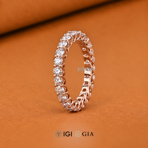 แหวนเพชรทรงกลมแบบ Trellis Style Eternity Band ขนาด 2.50 มม. เพชรเพาะเลี้ยงในห้องปฏิบัติการ แหวนแต่งงานเพชรสำหรับเธอ แหวนแบบซ้อนได้ - Product Image 5