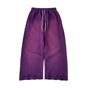 Pantalon évasé décontracté pour homme 100 % coton avec strass, taille mi-haute, écologique, respirant, léger, haute qualité, le meilleur - Product Image 1