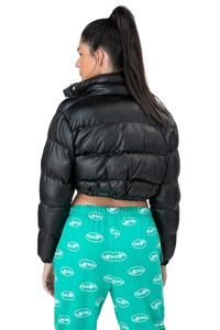 2026 <b>Ladies</b> High Shine Detachable <b>Hood</b> Black <b>Winter</b> <b>Coat</b> Luxury Shiny Oem Custom Logo Women Cropped Velvet Puffer Jacket - Product Image 2