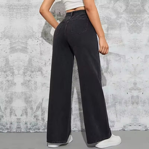 Jean large bleu clair délavé pour femme, taille haute, coupe ample, style streetwear, pantalon en denim baggy 2026 - Product Image 5