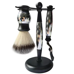 Black And White coated color shaving set badger shaving brush set shaving kit