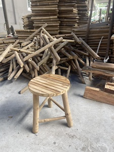 Bamboo Folding <b>Garden</b> Chair Outdoor Rustic Bar <b>Stool</b> Natural Wood Design Tapered Leg Hard Floor Use modern Balcony Courtyarn - Product Image 4