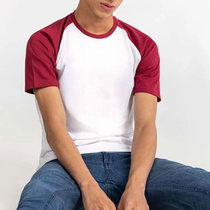 Men <b>White</b> Red Raglan Sleeve T-<b>Shirt</b> <b>Slim</b> <b>Fit</b> O-Neck Short Sleeve Jersey Casual Tee Solid Color Block Design - Product Image 4
