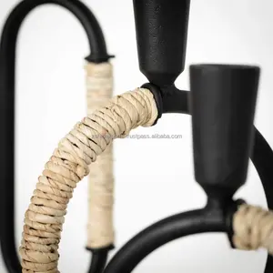 Candelabro de Metal Artístico Hecho a Mano con Acabado Negro, Decoración Única para el Hogar, Interiores Contemporáneos, Regalo de Navidad - Product Image 3