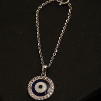 Pendentif Œil Bleu Rond en Diamant 0,21 carats en Or Rose 14K – Bijou Délicat et Protecteur pour le Quotidien et les Cadeaux
