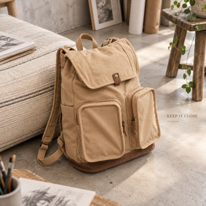 Sac à dos vintage en toile avec cordon de serrage et deux poches avant pour hommes |   Sac à dos décontracté pour les voyages, l'usage quotidien et les sorties en plein air - Product Image 4