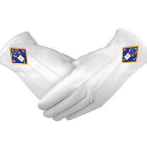 Gants en coton maçonniques avec logo brodé Past Master, disponibles avec logo et design personnalisés - Product Image 5