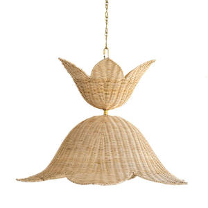 Wholesale Tiered Floral Rattan Lampshade 3 Layer Petal Pendant <b>Light</b> Shade Creative Handcrafted Hanging <b>Ceiling</b> Chandelier - Product Image 3