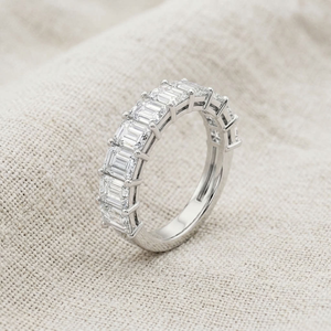 <b>Emerald</b> Cut Lab Grown Diamond Women's Engagement <b>Ring</b> IGI Certified Sterling <b>Silver</b> Party Gift Eternity Wedding Band - Product Image 4