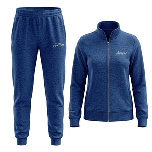 Custom Logo Women's Tracksuit Set 2 Piece <b>Fleece</b> <b>Jogger</b> Pants Full Zip Jacket Sportswear Gym Wear Sweatsuit OEM Wholesale - Product Image 6