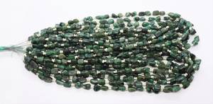 Perles de pierres précieuses naturelles en émeraude : Pépites lisses, Perles roulées de 5-7 mm, Perles à facettes de 16 pouces, Vente en gros - Product Image 3