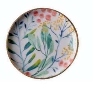 Plato de Madera con Diseño Artesanal y Estampado en Esmalte, para Servir Comida, Frutas, Pasta, Forma Redonda, Portátil - Product Image 2
