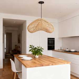 Lampe suspendue en rotin moderne et écologique, amovible, pour salon, salon de thé, décoration, luminaire de bar, éclairage intérieur, fait main - Product Image 2
