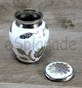 Porcelain Pet Urn Teardrop Shape Classical Design Airtight Small Animals Memorial <b>Vase</b> White with Leaf Pattern - Product Image 5