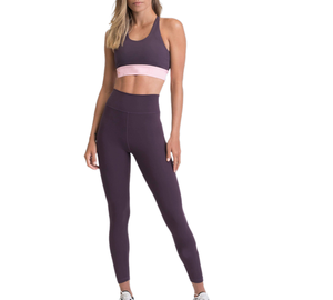 Women's Custom Color Seamless High Support Quick Dry Sports Bra <b>Leggings</b> Set Racerback White Rib Four-Way Stretch Yoga Wear - Product Image 1