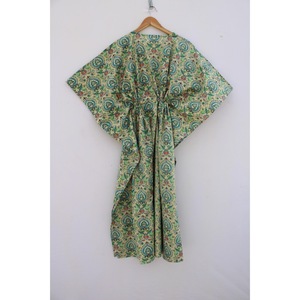 SHYAM EXPORT Bata de Verano Casual para Mujer, 100% Algodón, Estampado Floral, Manga Corta, Cuello en V, con Cordón Ajustable, Transpirable - Product Image 2