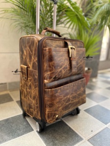 New Arrival Real Genuine Leather Luggage Bags Multi Uses Handmade Trolley Bag Unisex Big Size Multi Uses <b>Suitcase</b> - Product Image 4