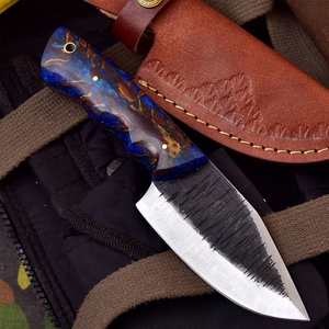 Couteau de chasse Skinner artisanal en résine de cône de pin, forgé à la main en Damas, avec étui, support OEM, couteau de camping à lame fixe - Product Image 4