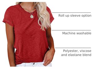 Camiseta de algodón premium para mujer, estilo casual, holgada, de manga corta, cuello redondo, suave, transpirable, para uso diario, camiseta básica - Product Image 3