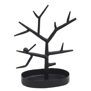 Modern Metal Jewelry <b>Tree</b> Stand Black Branch Design <b>Necklace</b> Earring Holder for Home Vanity Storage - Product Image 1
