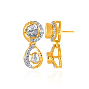 Luxury Two Tone Gold and <b>Silver</b> Lab Grown Geometric Statement Ring with Faceted Center Stone and Sparkling Pavé Openwork Design - Product Image 3