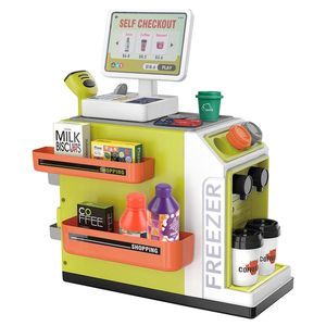 Juego de 48 Piezas de Juguetes de Caja Registradora, Escáner y Cafetera, Mini Supermercado, Juego de Roles de Tienda de Comestibles, Artículos de Comida de Juguete, 48 Piezas - Product Image 1