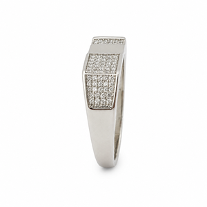 925 Sterling <b>Silver</b> Geometric Cubic Zirconia Band <b>Ring</b> for <b>Men</b> Wedding Party Daily Wear High Polish Finish - Product Image 4
