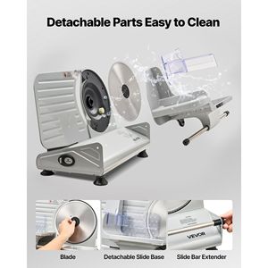 Rebanadora Eléctrica de 8.6 Pulgadas y 200W, Certificada por ETL, Picadora de Carne, Dos Cuchillas SUS420, Grosor Ajustable de 0-0.6 Pulgadas - Product Image 5