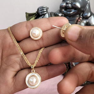 Ensemble de pendentifs en perles d'eau douce plaqué or, fournisseur en gros de perles - Product Image 2