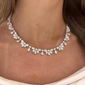 Pear Cut Lab Grown Diamond Cluster <b>Statement</b> <b>Necklace</b> CVD HPHT Solid 18K White Gold Bridal Fine Jewelry Collar <b>Necklace</b> Women - Product Image 6