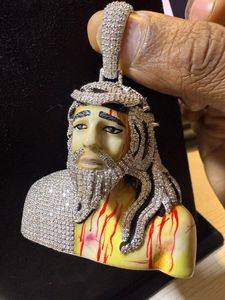 Colgante Hip Hop Jesús de Plata 925 con Moissanita VVS, Colgante Religioso para Hombre, Joyería de Fe Cristiana, Colgante Hip Hop - Product Image 3