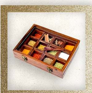 Boîtes à épices en bois pour le stockage des épices, contenants à sel de cuisine, grand boîte à masala portable au meilleur prix, boîte à fruits en bois - Product Image 6