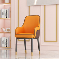 Fauteuil de salle à manger rembourré confortable avec accoudoirs en orange brun pour cuisine et salon